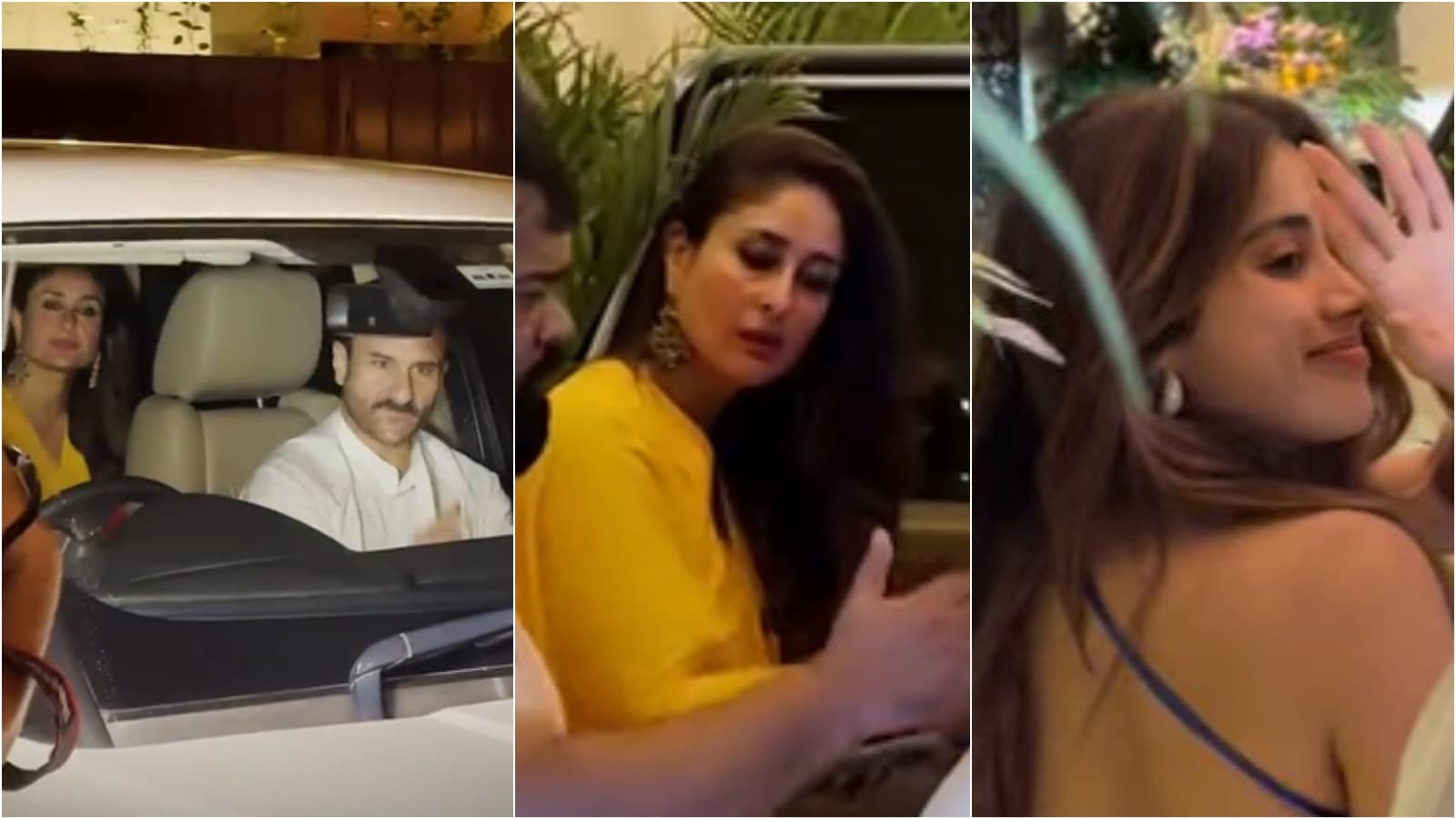 Kareena Kapoor, Saif Ali Khan, Janhvi Arrive For Sonam Kapoor’s Birthday Bash | WATCH