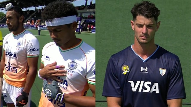 Indian, Argentine teams sharing a moment of silence ahead of their FIH Pro League match on Thursday (X)
