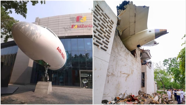 Air India Kidzania ad/Air India plane crash in Ahmedabad (Photos: Social Media/PTI)
