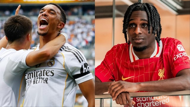 Trent Alexander-Arnold (left) was immediately replaced with Jeremie Frimpong (right) upon his departure to Real Madrid (X)