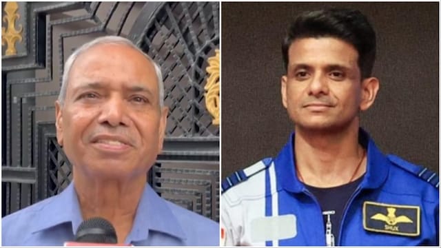 Shubhanshu Shukla's father Shambhu Dayal Shukla (L)/ Shubhanshu Shukla (R)