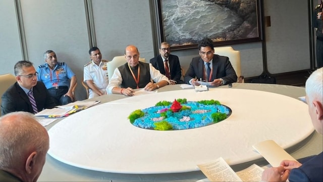 Defence Minister Rajnath Singh at the SCO meeting in China (ANI)
