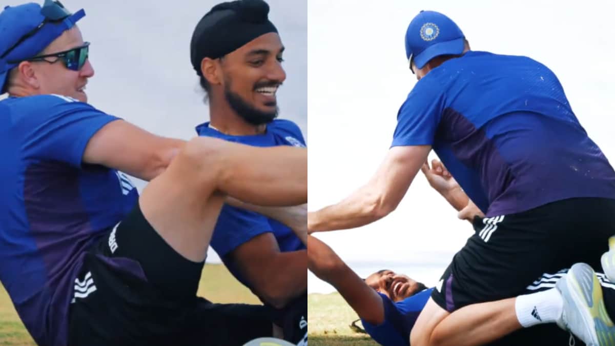 Morne Morkel Wrestling with Indian Bowlers During Training