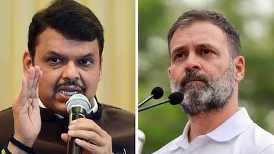 Maharashtra Chief Minister Devendra Fadnavis and Congress Leader Rahul Gandhi. (File)