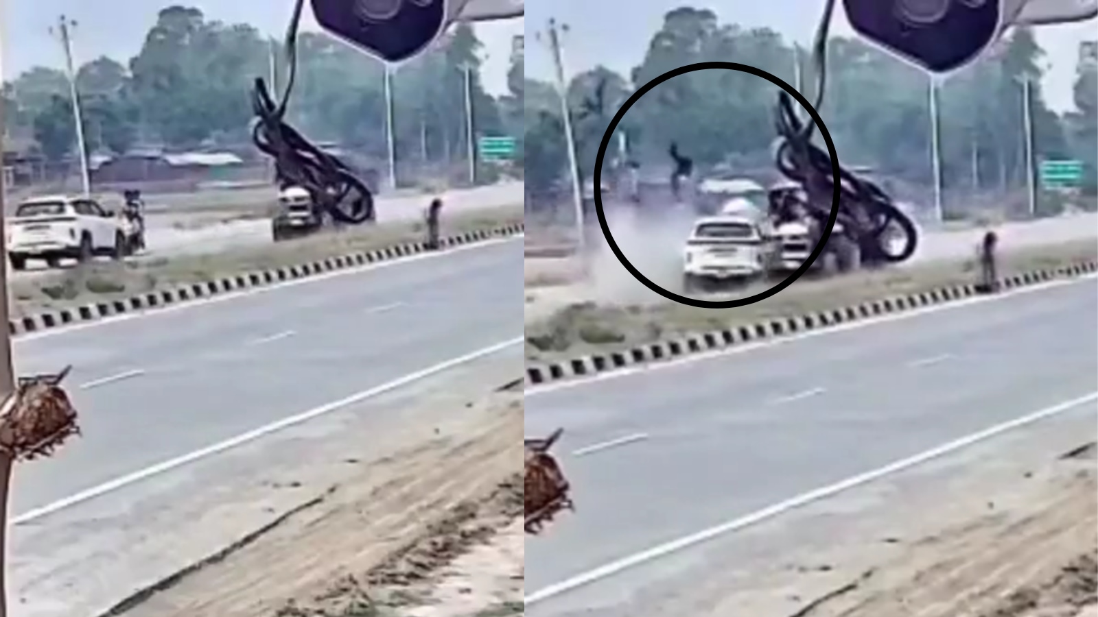 2 Riders Flung Into Air, 2 Dragged After Speeding Car Rams Into Bike In Gorakhpur | On Cam