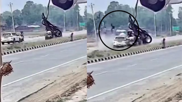 At the point of impact, two were flung a few meters into the air before landing on the road, while two got stuck on the car's front side and were dragged. (X)