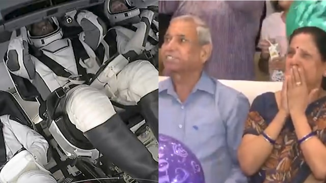 Parents Of IAF Group Captain & Astronaut Shubhanshu Shukla, Celebrate As Axiom4 Mission Lifts Off From NASA's Kennedy Space Centre In Florida (ANI)