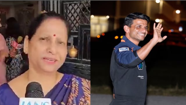 Shubhanshu Shukla's mother Asha Shukla (L)/ Shubhanshu Shukla (R)
