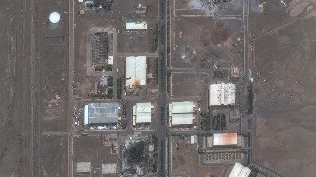 This satellite image shows the Natanz nuclear enrichment facility, where multiple buildings were destroyed from Israeli airstrikes. (Maxar Technologies via AP)