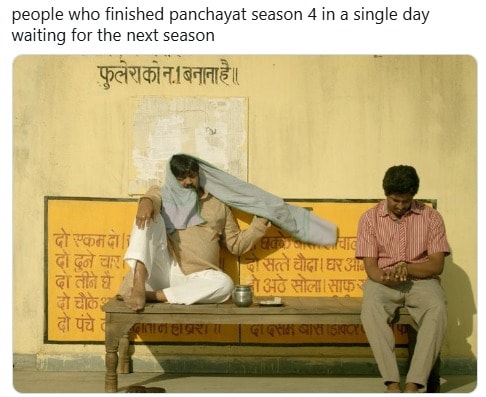 Binge-watched Panchayat 4 in just one day? Then you’ll definitely relate to this! (Image: X/ screengrab) Binge-watched Panchayat 4 in just one day? Then you’ll definitely relate to this! (Image: X/ screengrab)