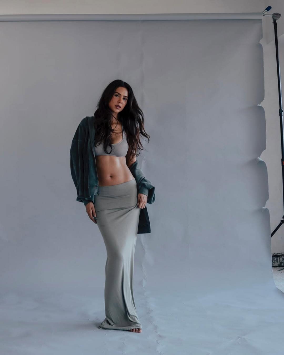 The Housefull 5 actress added a street style edge by layering her ensemble with a darker charcoal grey hoodie. (Image: Instagram) The Housefull 5 actress added a street style edge by layering her ensemble with a darker charcoal grey hoodie. (Image: Instagram)