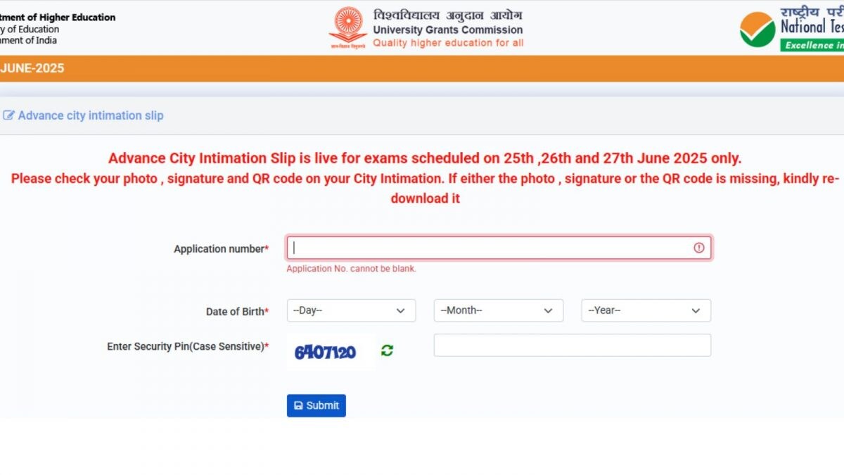 UGC NET June 2025 Exam City Slips Released