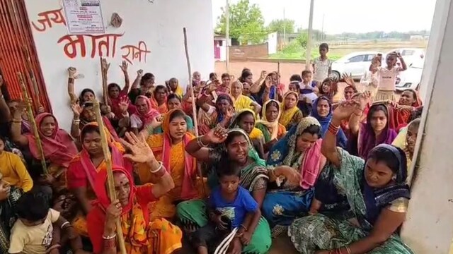 Women with sticks in their hands, have been staging protests from 10 am till 10 pm every day in the Raipur village | Image/X