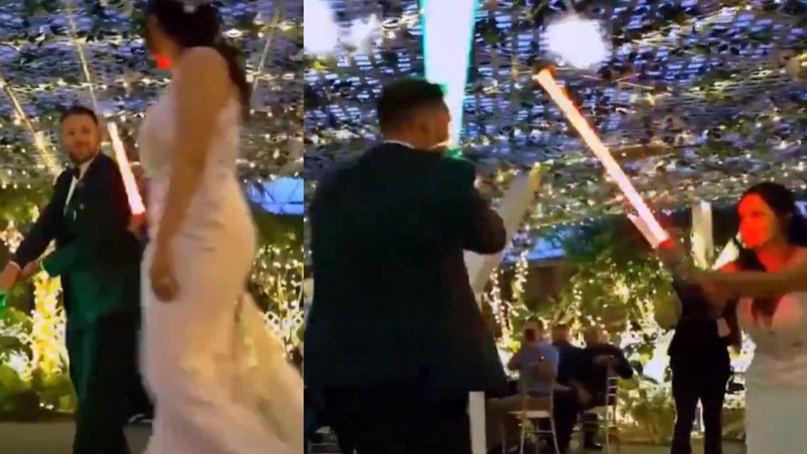 Couple's Lightsaber Duel Goes Viral at Wedding Reception