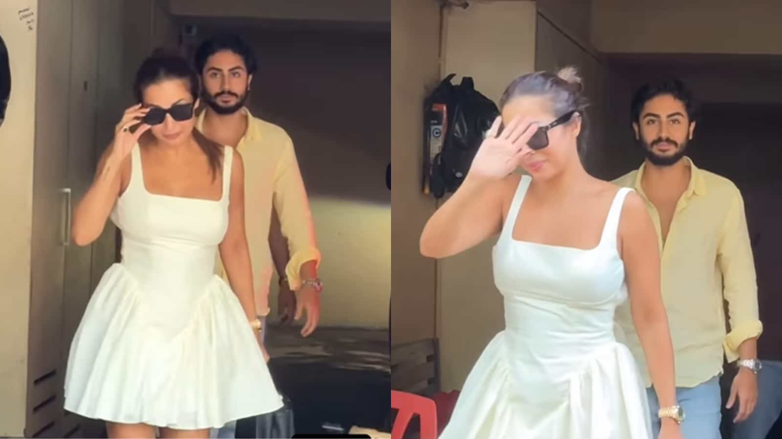 Malaika Arora Slays In Skater Dress, Twins With Son Arhaan Khan In Yellow | Watch