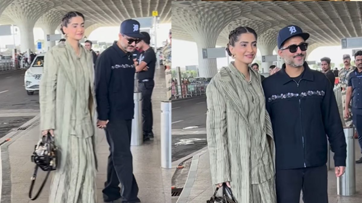 Sonam Kapoor and Anand Ahuja Spotted at Airport in Style
