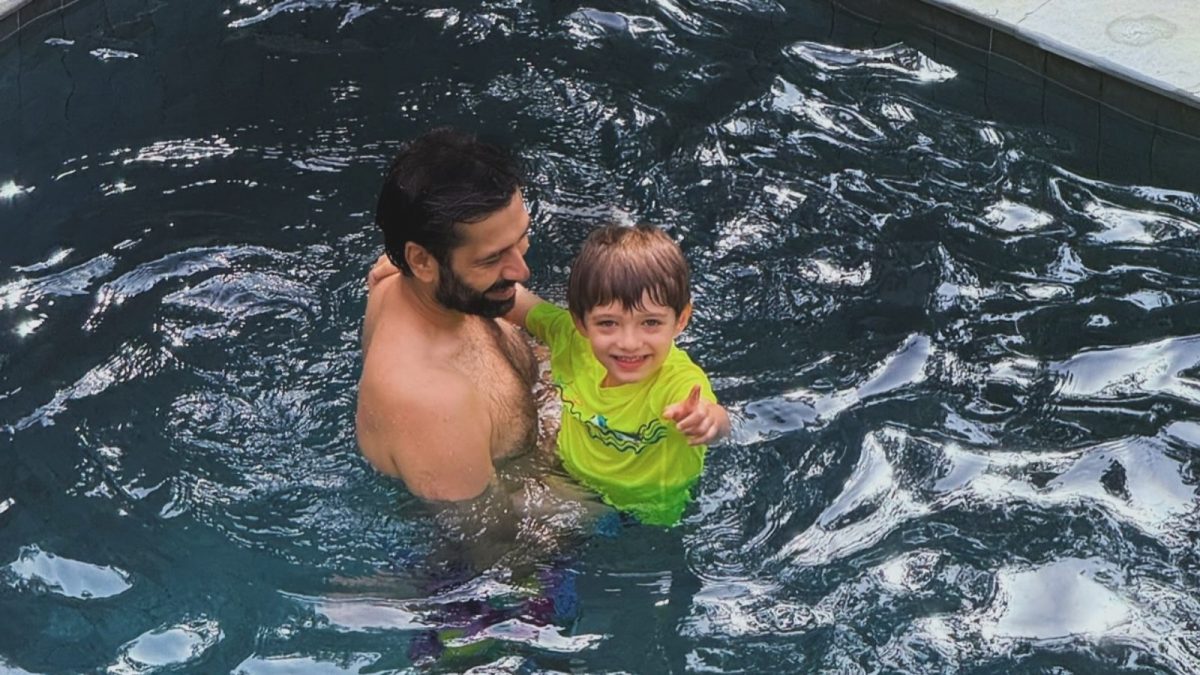 Nakuul Mehta Shares Pool Moment with Son Sufi