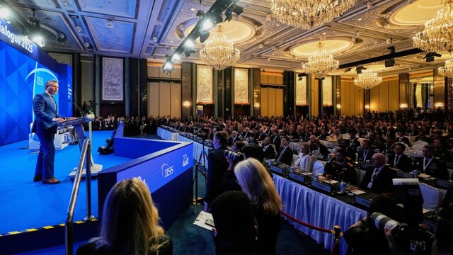 US Defense Secretary Pete Hegseth delivers his speech during the 22nd Shangri-La Dialogue summit in Singapore in May. (Image: AP/File)