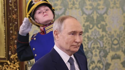 Russian President Vladimir Putin enters a hall for a meeting at the Kremlin in Moscow. (IMAGE: AFP) 