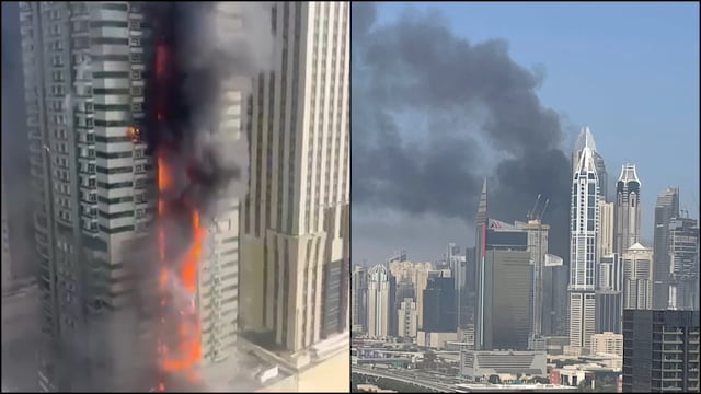 A fire erupted in the 67-storey Marina Pinnacle in Dubai. (X/Reuters)