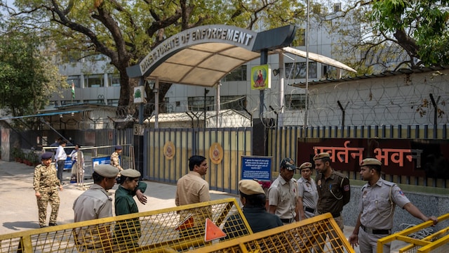 Security officers stand guard outside Enforcement Directorate office in New Delhi. (PTI file photo)