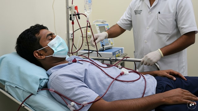 During haemodialysis, only a fraction of blood circulates through the machine at any time, clarified a doctor. (AI-generated image)