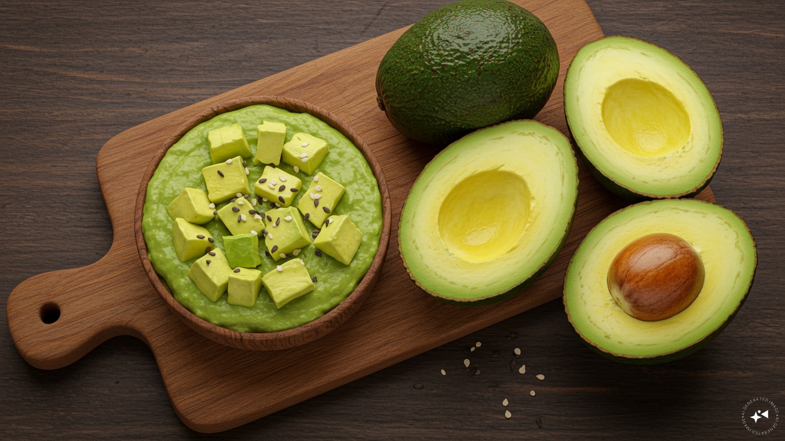 Improves Nutrient Absorption: Reportedly, eating avocado with other foods enhances the absorption of fat-soluble vitamins (A, D, E, K) and antioxidants from those foods. (AI generated image) Improves Nutrient Absorption: Reportedly, eating avocado with other foods enhances the absorption of fat-soluble vitamins (A, D, E, K) and antioxidants from those foods. (AI generated image)