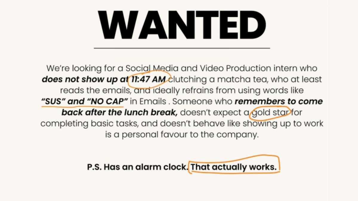 Viral Job Ad Criticizes Gen Z Work Habits, Sparks Debate