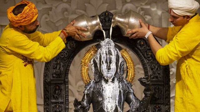 The January 2024 ceremony saw the consecration of Balak Ram, the child form of Lord Ram, in the sanctum sanctorum on the ground floor. (PTI)