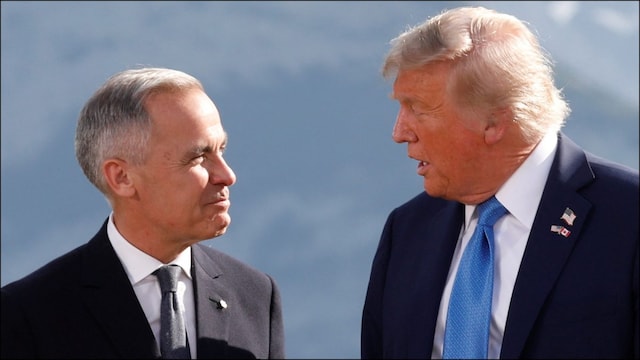 US President Donald Trump and Canada's Prime Minister Mark Carney. (Reuters)