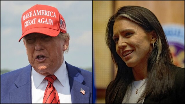 US President Donald Trump and Director of US National Intelligence Tulsi Gabbard. (Reuters)