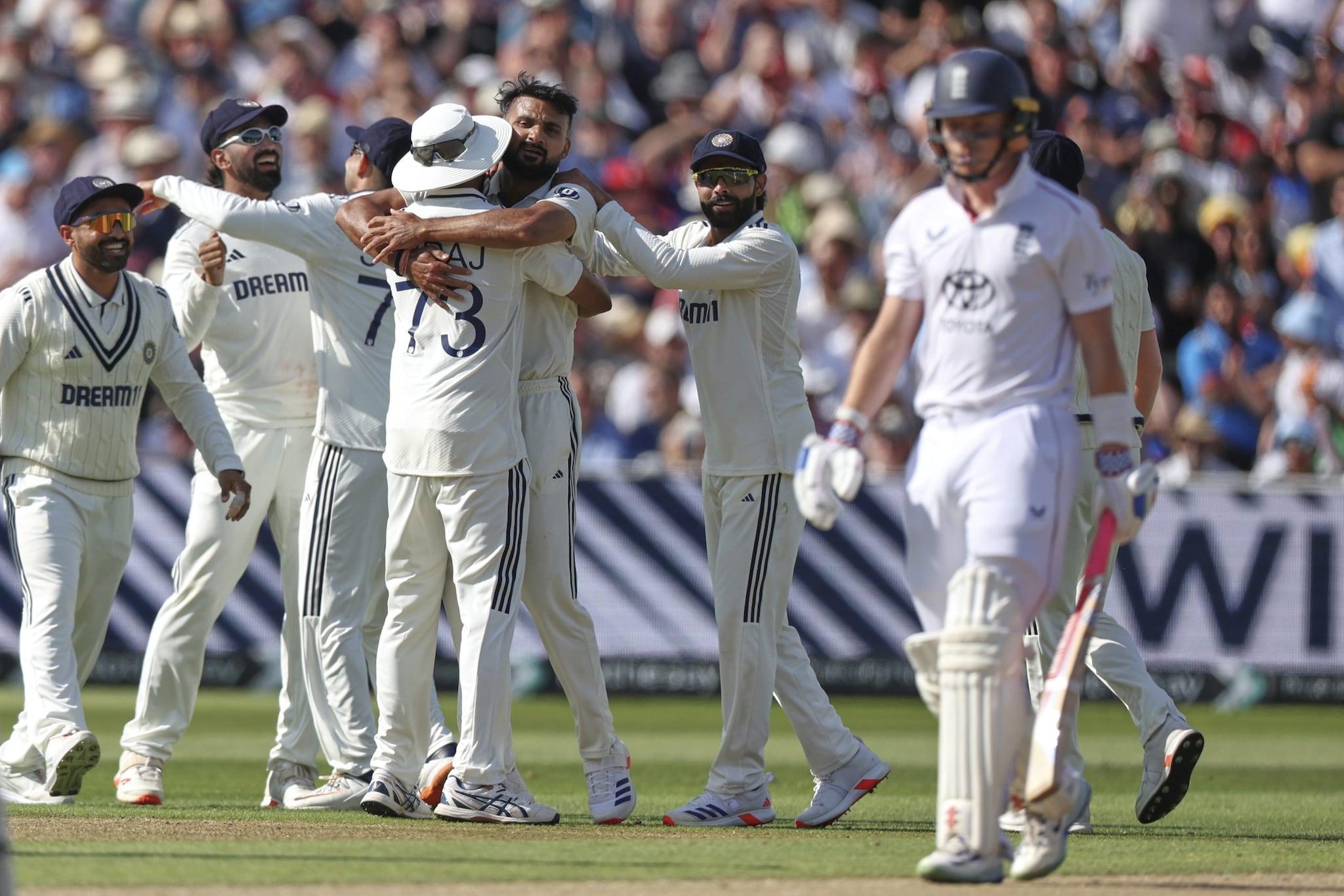 Akash Deep, conceded 12 runs in his first over, and followed it up with a double-wicket maiden leaving England in dire straits at 13-2. (AP) Akash Deep, conceded 12 runs in his first over, and followed it up with a double-wicket maiden leaving England in dire straits at 13-2. (AP)