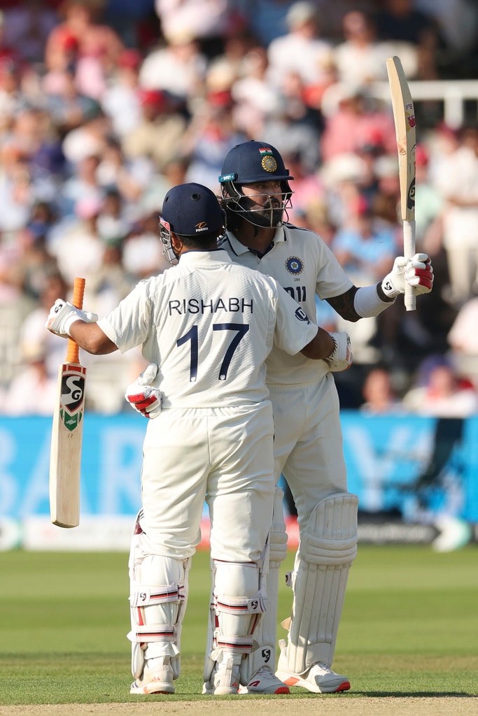 India's Rishabh Pant, left, congratulates India's KL Rahul as he celebrates after scoring fifty runs during the third cricket test match between England and India at Lord's cricket ground in London, Friday, July 11, 2025. (AP Photo/Richard Pelham) India's Rishabh Pant, left, congratulates India's KL Rahul as he celebrates after scoring fifty runs during the third cricket test match between England and India at Lord's cricket ground in London, Friday, July 11, 2025. (AP Photo/Richard Pelham)