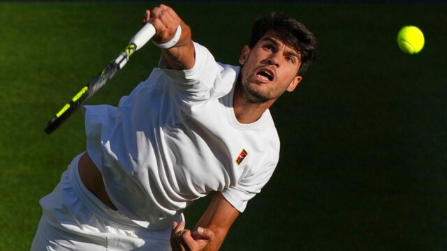 Carlos Alcaraz at Wimbledon (AP)