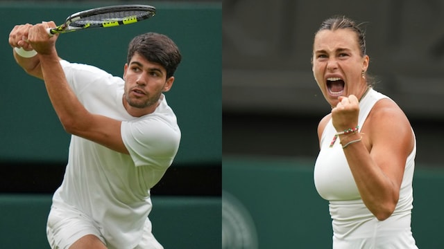 Carlos Alcaraz (left) and Aryna Sabalenka (AP Photo) 
