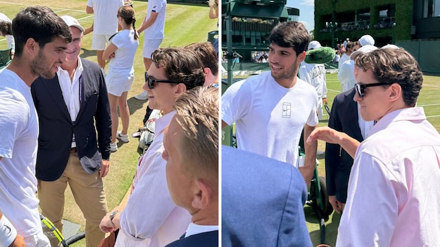 Carlos Alcaraz and Tom Holland at Wimbledon (X)