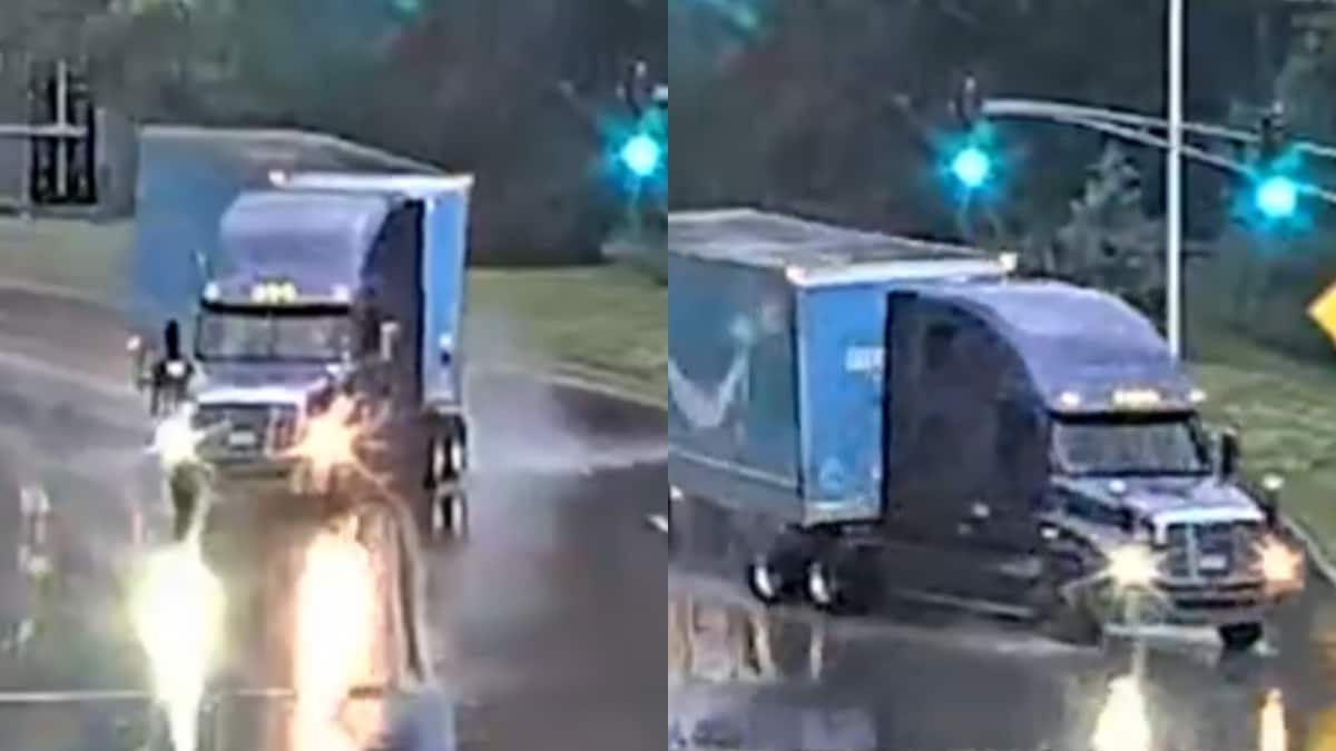 When ‘Out For Delivery’ Amazon Truck Took A Wild Turn And Crashed Into the Woods
