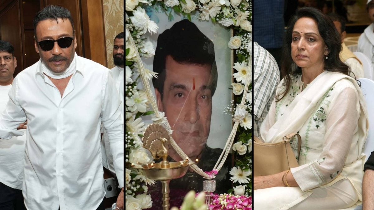 Hema Malini and Jackie Shroff at Dheeraj Kumar's prayer meet