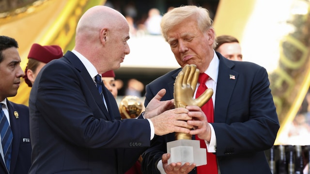 US President Donald with FIFA president Gianni Infantino at Club World Cup final (AP)