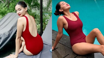 Sexy! Anushka Sen Channels ‘Mermaid Days’ In Red Swimsuit By The Pool