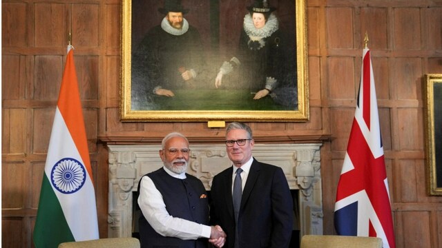 PM Modi meets UK PM Keir Starmer.