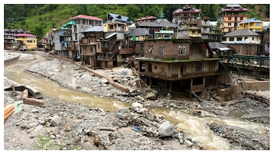 Debris and silt near damaged houses at a flood-affected area in Mandi district. (Representative Image/PTI)