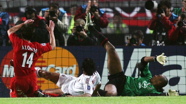 Xabi Alonso's iconic penalty rebound goal in the 2005 UEFA Champions League final (AFP)