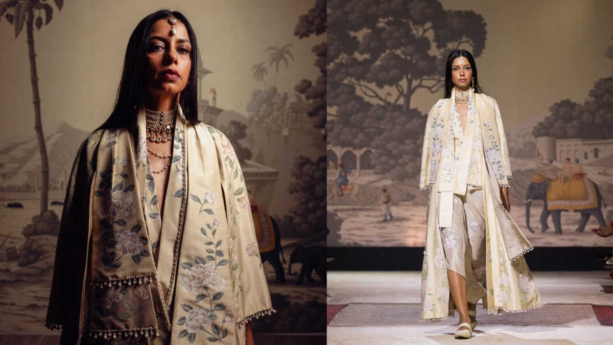 TARUN TAHILIANI シルクジャケット インド製 Tarun Tahiliani Reimagines A Hand Painted Silk Panel Into A