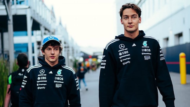 Mercedes' Antonelli and Russell (X)