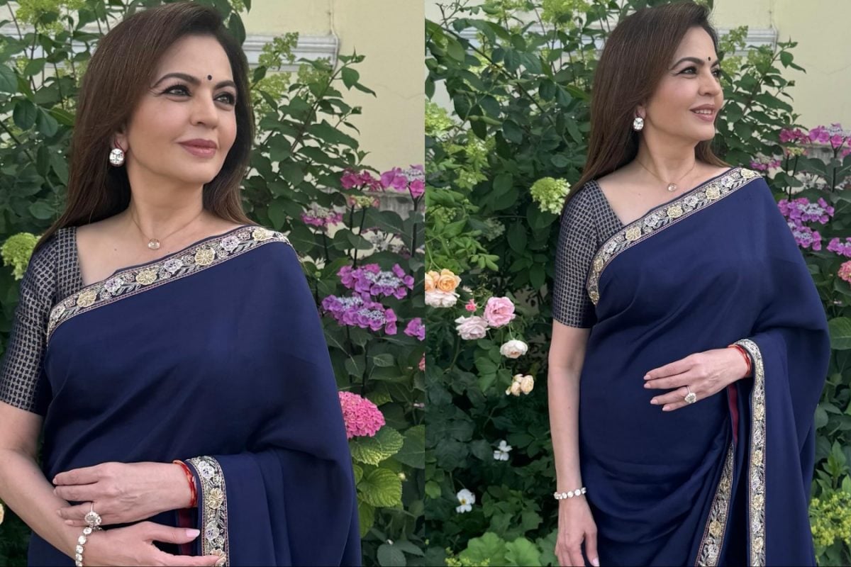 Here's How Nita Ambani Wore The Season’s Most Regal Shade In Traditional Kanchipuram Silk