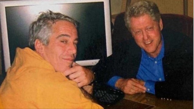 A file photo showing Jeffrey Epstein with Bill Clinton (AP)