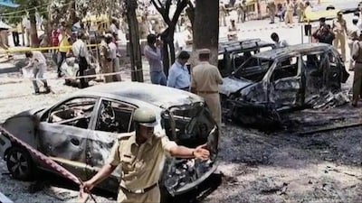 A photo showing the scenes after the Malegaon blast in Maharashtra (PTI)