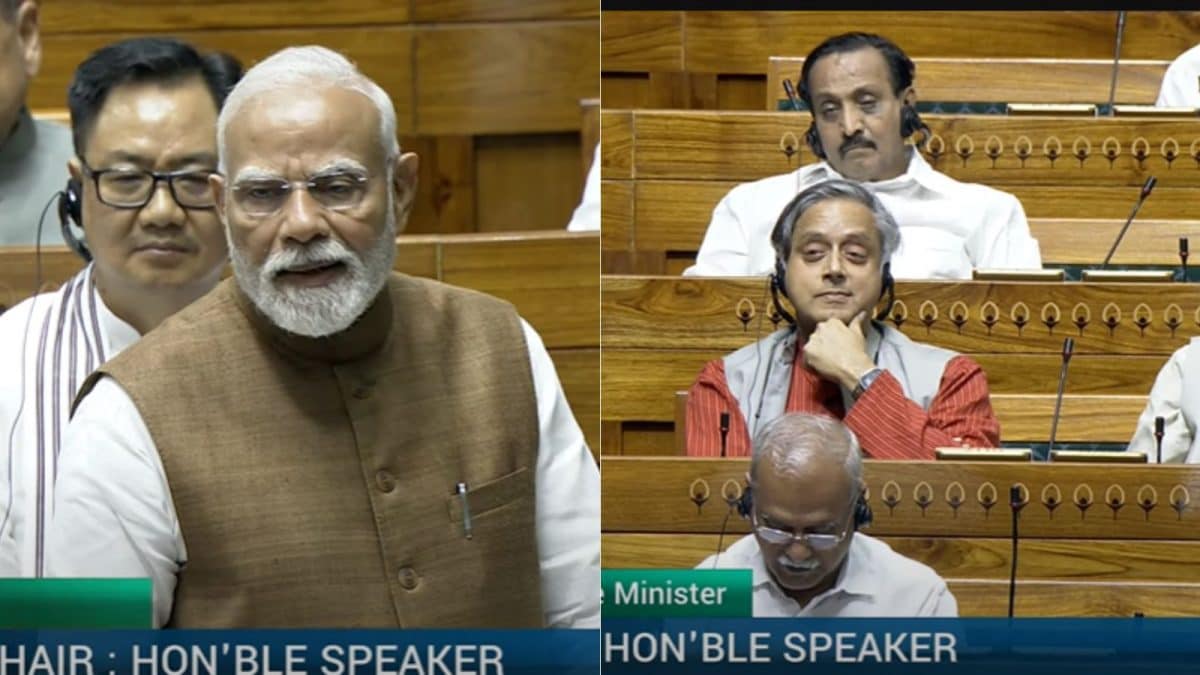 PM Modi Takes Dig At Congress Over Tharoor's 'Maunvrat' In Lok Sabha, Kerala MP Smiles | Watch