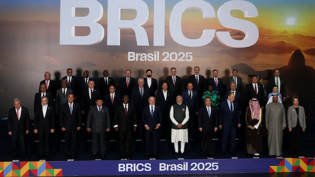 Leaders of the BRICS group pose for the family photo during the BRICS Summit in Rio de Janeiro, Brazil (Reuters)